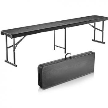 Vevor 6ft Portable Waterproof Plastic Folding Bench, Smooth HDPE Picnic Camping Dining Seat with Carrying Handle