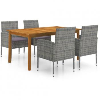 Juego de comedor para jardín de 5 piezas gris
