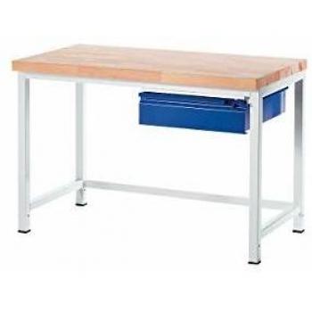 Banco de trabajo modular RAU con 1 cajón, estructura robusta, dimensiones 1500 mm x 700 mm