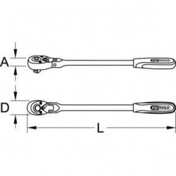 Carraca de conmutación articulada 1/2 KS Tools 914.1296, 72 dientes