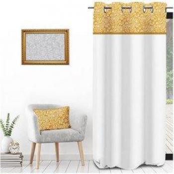Cortinas Vintage Soleil D'Ocre en algodón puro, color mostaza, 135 x 250 cm con ojales
