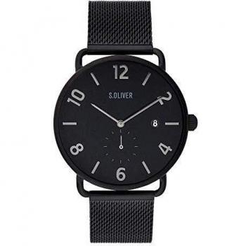 s.Oliver Mens Analogue Quartz Watch with Solid Stainless Steel Strap SO-3717-MQ