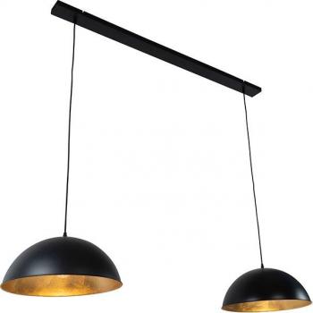 Lámpara colgante industrial negra/oro 2-luces - MAGNAX, dimensiones 142 x 42 x 120 cm