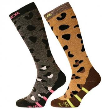 Sinner Calcetines Placed Animal 2 Pares Marrón/Gris Mujer Adulto - LADIES SKI SOCKS PLACED ANIMAL PACK - BROWN/BLACK - Talla 42-44