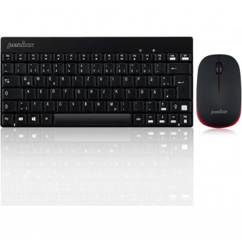 Set Mini Teclado y Ratón Inalámbricos PERIDUO-712, 2.4 GHz, Color Negro, Diseño Compacto y Ligero
