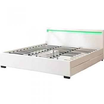 habitatetjardin Cama Doble Nico - LED - 180 x 200 cm - Blanco