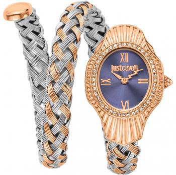 Just Cavalli Signature Snake Twined Women's Analog Watch - JC1L305M0065, Gray Silver Rose Gold Dial, Violet