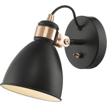 Aplique de pared Foco único Frederick negro y cobre 1 bombilla Dar Lighting