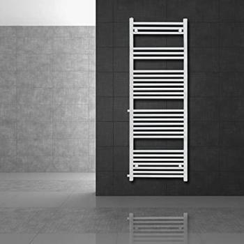 Radiador Toallero de Baño LuxeBath 500 x 1600 mm Blanco Recto con Conexión Lateral y Kit de Montaje Incluido