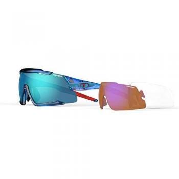 Tifosi Aethon Unisex Performance Sunglasses with 3 Interchangeable Lenses - Crystal Blue/Clarion Blue