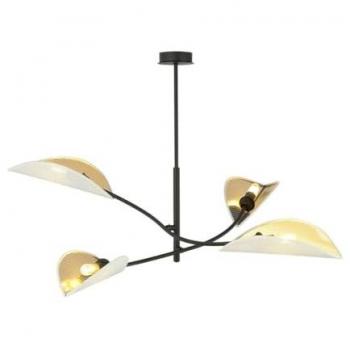 Lámpara de Suspensión Flor de Loto EPIKASA - Acero con Recubrimiento de Polvo y Tejido - Negro, Blanco, Oro - 102x51x102 cm