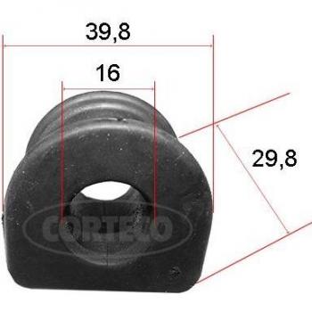 Soporte de estabilizador CORTECO 49371838 - Silentblock de barra estabilizadora, fabricado en material elastomérico, diseñado para reducir vibraciones y ruidos, alta resistencia a la fatiga y condiciones ambientales adversas
