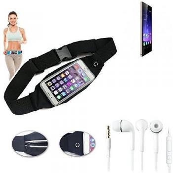 Cinturón de bandolera bolso de la cintura bolsa para Wiko Highway Star, negro + auriculares. Aptitud del deporte de la cubierta a prueba de lluvia Ejercicio corriente - K-S-Trade
