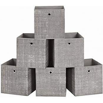 Set de 6 cajas de almacenamiento plegables de tela no tejida en taupe melange, 30x30x30 cm con asas