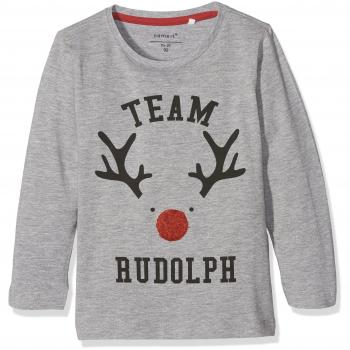 NAME IT Nitfidear Ls Top M Mini, Camisa Manga Larga para Niñas, Gris