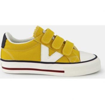 Zapatillas de lona para niños en amarillo con triple cierre adherente