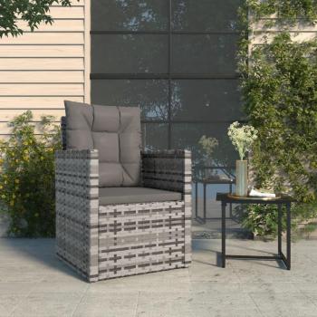 Grey Poly Rattan Garden Armchair with Cushions