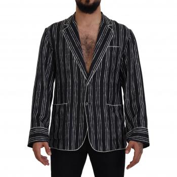 Dolce & Gabbana Blue Striped Silk Pajama Shirt Jacket - IT4 | S