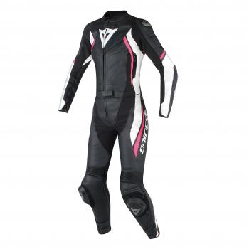 Dainese-AVRO D2 2 PCS LADY Monos, Negro/Blanco/Fuxia, Talla 46