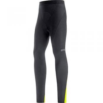 GORE WEAR Mallas térmicas con badana de Ciclismo para Hombre, C3, M, Negro/Amarillo neón