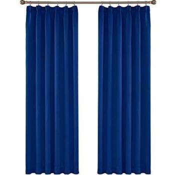 Amazon Brand - Umi Cortinas Térmicas Aislantes Frio y Calor para Dormitorio Matrimonio Salón Hotel Casa Fruncido 2 Piezas 132x242cm Azul Oscuro