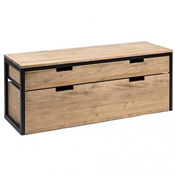 Mueble TV Eco Three 120x40x45cm Negro en Madera Maciza de Pino con Acabado Vintage Estilo Industrial