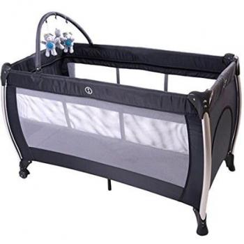 Plastimyr 5986101 - Cuna de viaje con elevador de aluminio, color gris