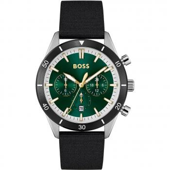 BOSS Santiago Men's Chronograph Watch 44mm Black & Green 5ATM