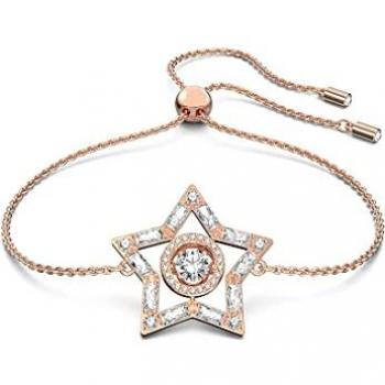 Swarovski Rose Gold Stella Star Pull Bracelet, Women's Bracelet, Yellow Color, One Size, Rose Gold Tone Plated, Crystal Star Design, Model Number 5617882, Non-precious Metals, No Gemstone