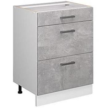 Mueble bajo universal R-Line de hormigón, 60 cm con cajones, sin encimera