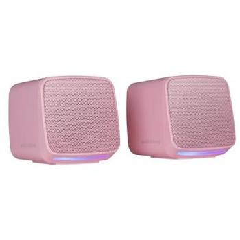 Altavoces Compactos Mars Gaming MS-PRO 10W Rosa con Iluminación RGB Flow y Control de Volumen Jack 3.5mm