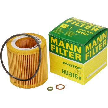 Original MANN-FILTER Filtro de aceite HU 816 X – Set de filtro de aceite juego de juntas – Para automóviles