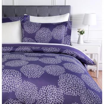 AmazonBasics - Juego de ropa de cama con funda de edredón, de microfibra, 230 x 220 cm,   Floral morado