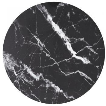 vidaXL Table Top Black Ø60x0.8 cm Tempered Glass with Marble Design