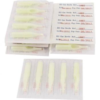 50x Desechable Tatuaje Punta Tubo 18R Blanco para Redondo Delineador/Sombreador Agujas
