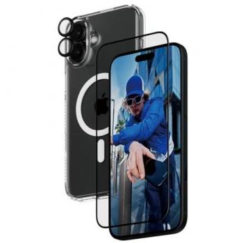 Paquete de Protección 3 en 1 PanzerGlass para iPhone 16 Plus - Vidrio Ultra Wide Fit, Funda y Lente