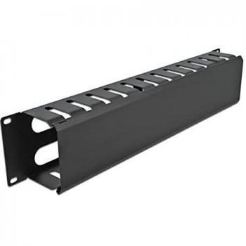 Panel de gestión de cables de 19 pulgadas con 4 orificios, 2U, color negro