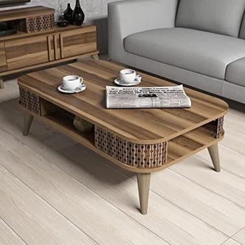 Skyedecom - Mesa baja de madera de nogal para mesa baja de salón de Eylül – Walnut 845HCT2828