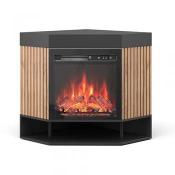 Chimenea eléctrica Vicco Lynea, Negra, 100 cm con efecto de llama realista y calefactor de 1800W