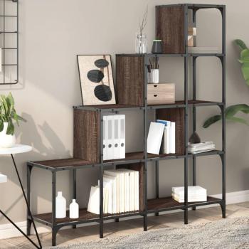 Estantería de madera de ingeniería y metal 122x30x132 cm en colores Negro, Roble Sonoma y Roble ahumado - Mueble de Almacenaje para Oficina, Estudio y Dormitorio