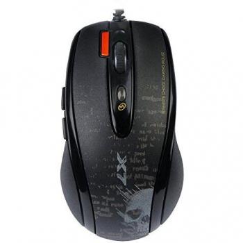 Ratón A4tech F5, óptico, 3000DPI, V-Track, 7 botones, USB, negro, gaming, memoria de 160kB