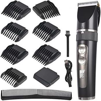 Bomstar Cortapelos Profesional Hombre Máquina de Cortar Pelo Cortador de Pelo Recargable,Barbero Electrico,Recortador de Barba Inalámbrico Y Precisión Afeitadora Corporal para Narizy Orejas Negro