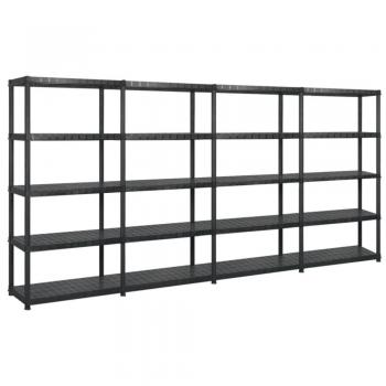 Estanterías de almacenaje 5 niveles plástico negro 340x40x185cm
