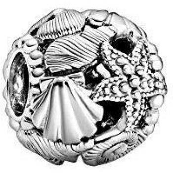 Charm Pandora Moments de plata con estrella de mar, concha y corazones
