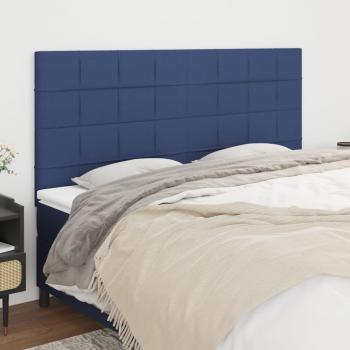 Cabeceros de Cama Tapizados en Tela Azul - 4 Unidades - 80x5x78/88 cm