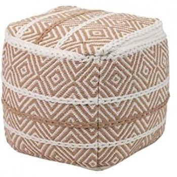 Adda Home Puff Tejido a Mano 40x40x40 Cm - Diseño Elegante y Alta Calidad - Morado, Beige, Blanco, Negro, Poliéster