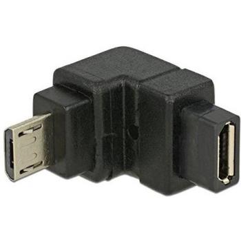 Adaptador USB 2.0 Micro-B Macho a Hembra Angulado Negro