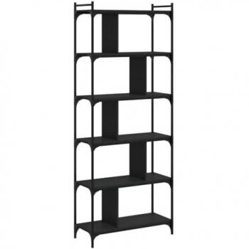 Librería de 6 estantes madera de ingeniería negro 76x32x192 cm