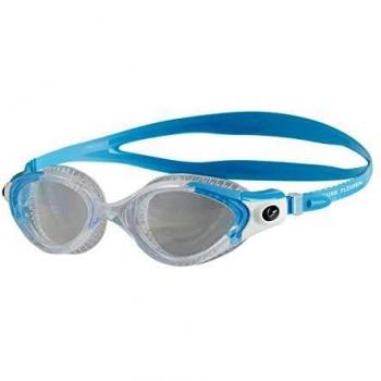 Speedo Futura Biofuse Flexiseal Swimming Goggles, Extra Comfort, Cushioned Fit, Blue and Clear, Female Adult Unisex Size