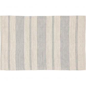 Tapete Kilim Auténtico 200x140 cm Rayas Gris Claro, Hecho a Mano, Ideal para Sala de Estar y Oficina